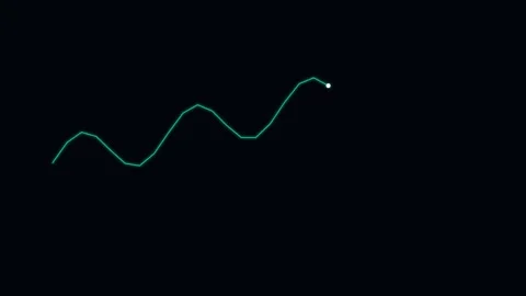 A single green curved line with a white dot on a solid black background Stock Footage 338311990