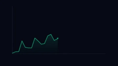 A single green line graph showing a sharp upward trend on a black background Stock Footage 339619040