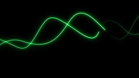 Single green neon wave line glowing on dark background. Neon wave image. Pr.. Stock Footage 337131114