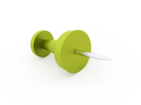 Single green push pin rendered on white background isolated Stock Illustration