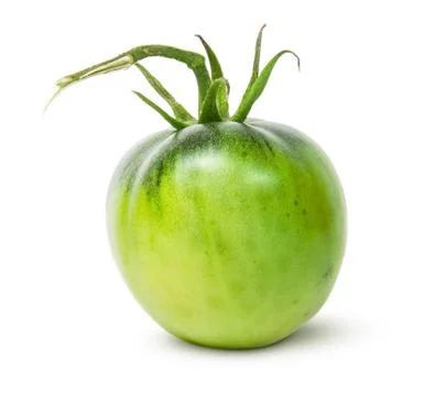 Single green tomato Stock Photos