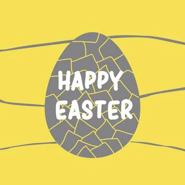 Single grey easter egg on yellow bg poster Stock Illustration