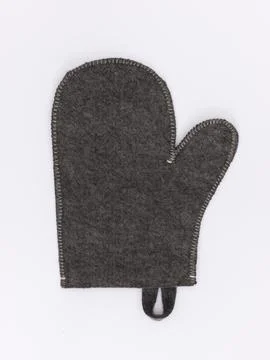 Single grey felt sauna mitten alone Stock Photos