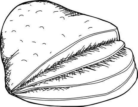 Single Ham with Slices Stock Illustration