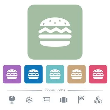 Single hamburger flat icons on color rounded square backgrounds Stock Illustration