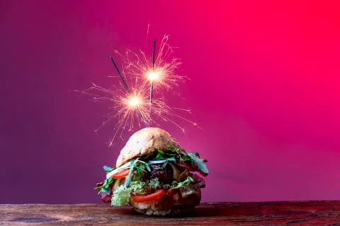 Single hamburger Stock Photos