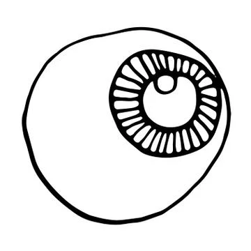 Single hand drawn contour of eyeball Stock Illustration
