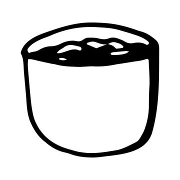 Single hand drawn cup of coffee, chocolate, cocoa, americano or Stock Illustration