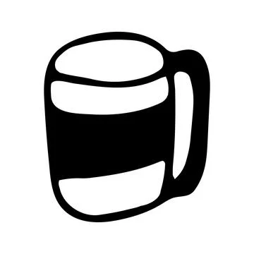 Single hand drawn cup of coffee, chocolate, cocoa, americano or Stock Illustration