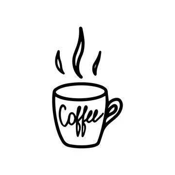 Single hand drawn cup of coffee, chocolate, cocoa, americano or cappuccino Stock Illustration