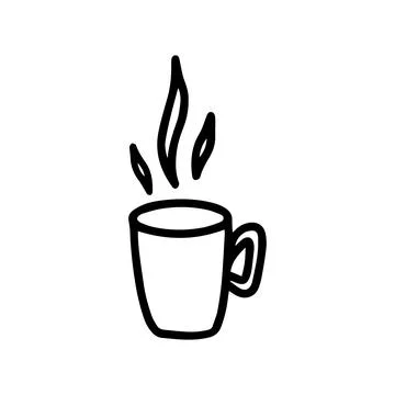 Single hand drawn cup of coffee, chocolate, cocoa, americano or cappuccino Stockillustratie