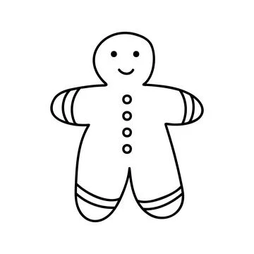 Single hand drawn ginger biscuit. Christmas doodle illustration Stock Illustration