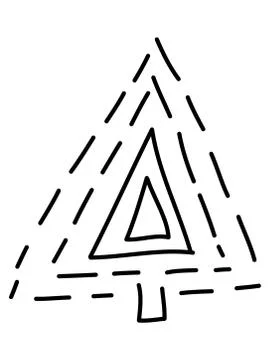 Single hand drawn new year fir tree. Doodle illustration for patterns, winter Stock Illustration