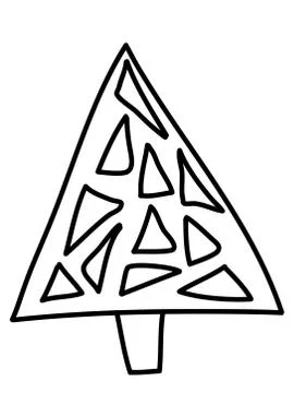 Single hand drawn new year fir tree. Doodle illustration for patterns, winter Stock Illustration