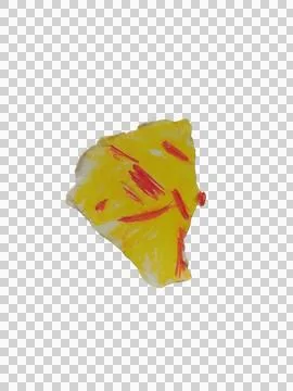 A single hand drawn yellow pineapple fruit slice isolated on a transparent .. Фото