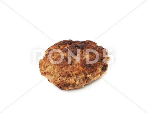 Single hand made cutlet isolated over white background Stock Photos
