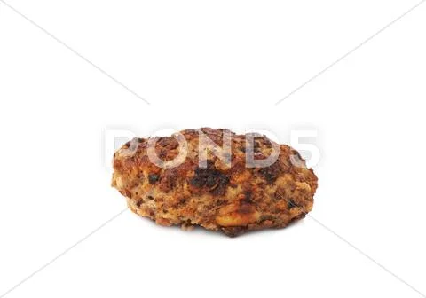 Single hand made cutlet isolated over white background Stock Photos