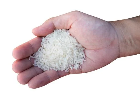 Single hand with rice Stock Photos