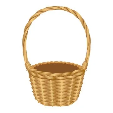 Single handle wicker basket isolated illustration on white Stock Illustration