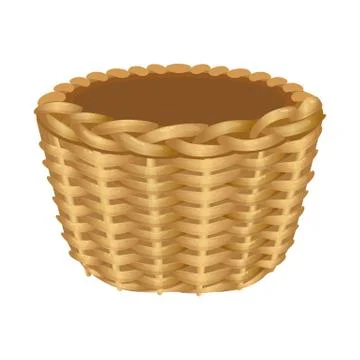 Single handle wicker basket isolated illustration on white 스톡 일러스트