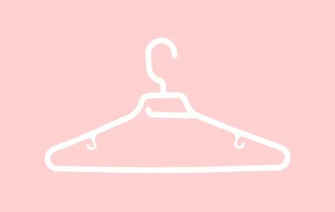 Single hanger icon drawn as simple outline on pastel background. Minimal obje Illustrazione stock
