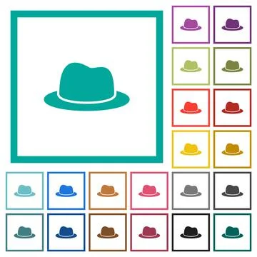 Single Hat flat color icons with quadrant frames Stockillustratie
