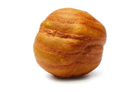 Single hazelnut isolated on white background, macro image Stock Photos