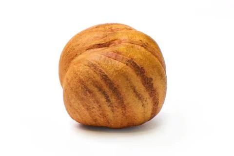 Single hazelnut isolated on white background, macro image Stock Photos