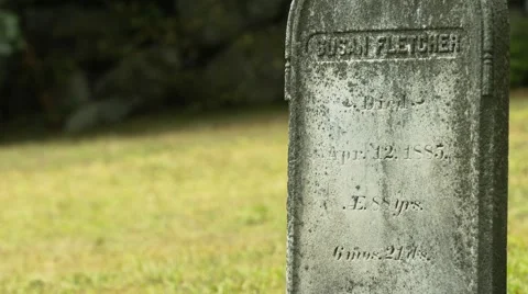 Single Headstone in Cemetery Stock Footage 40909874
