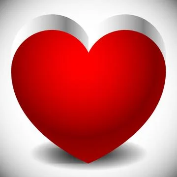 Single heart with metallic 3d effect and shadows. Stock Illustration