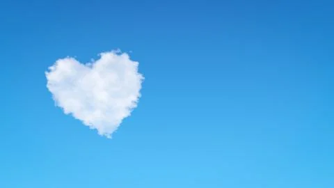 Single Heart Shape Cloud in the Blue Sky with Copyspace Illustrazione stock