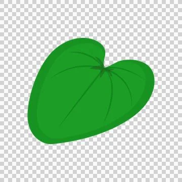 Single heart-shaped green leaf on a transparent background. Stock Illustration