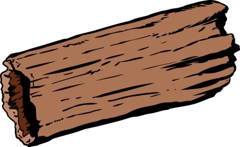 Single hollow rotting log Stock Illustration