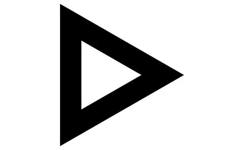 Single hollow triangle pointer, Outline arrowhead vector symbol, Minimalist r Stock Illustration