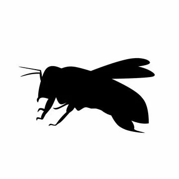 Single Honey Bee Silhouette Vector Illustration, Natural Pollinator Insect Icon  Stock Illustration