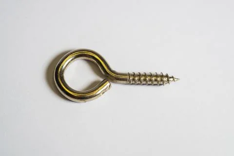 Single hook screw eye, hook screw isolated on a white background Stock Photos