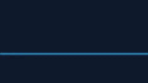 A single horizontal glowing blue neon line on a dark navy blue background Video stock 335117240