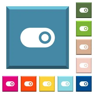 Single horizontal toggle white icons on edged square buttons Stock Illustration