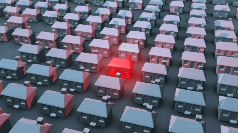 Single House Glow Red Stock Footage 768971