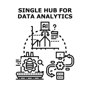 Single hub for centralized data analytics processing Stock Illustration