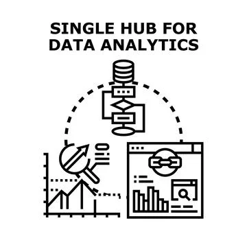 Single hub for data analytics processing visualizing information Stock Illustration