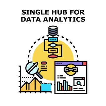Single hub for data analytics processing visualizing information Stock Illustration