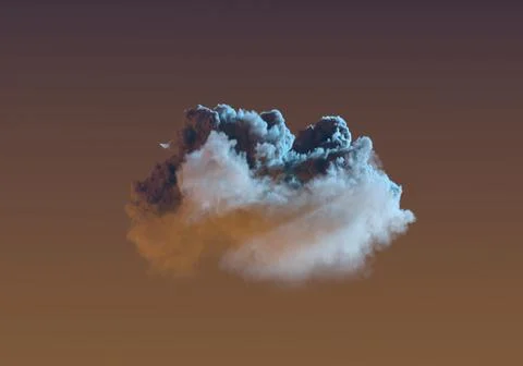 Single huge night cumulus cloud , digital nature 3D rendering Stock Illustration