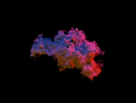 Single huge purple cloud on black isolated, nature 3D rendering Stockillustratie