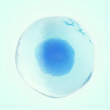 Single human or animal cell on blue background. 3d illustration Stock Illustration