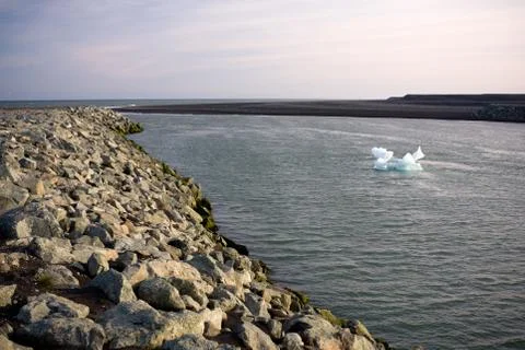 A single iceberg on its way to the open sea, Iceland. Stock Photos