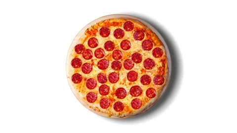 Single image of a pepperoni pizza. Background video. Stock Footage 96467911