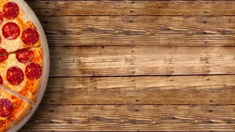 Single image of a pepperoni pizza. Background video. Stock Footage 142691050