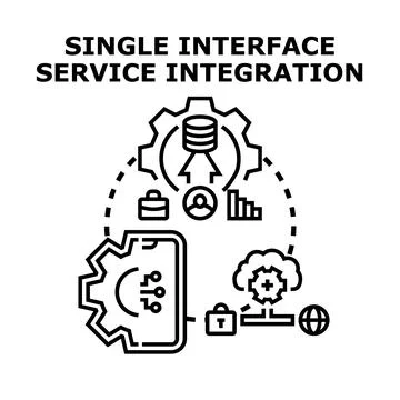 Single interface integrating cloud data services and mobile apps Stock Illustration