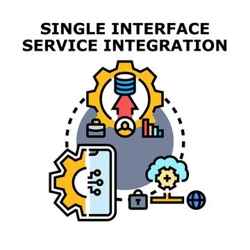 Single interface integrating cloud data services and mobile apps Illustrazione stock